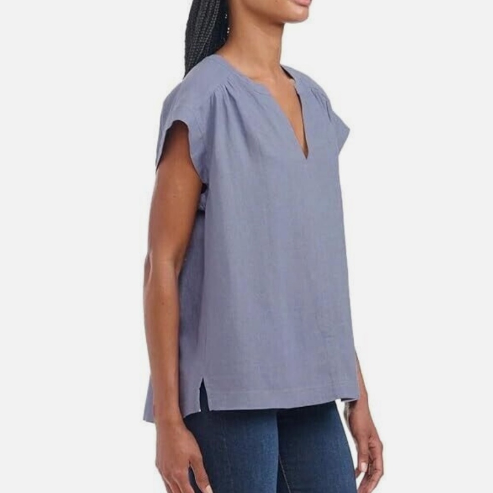 💙 Splendid Oversized Blue Linen Top • Small - Lagenlook